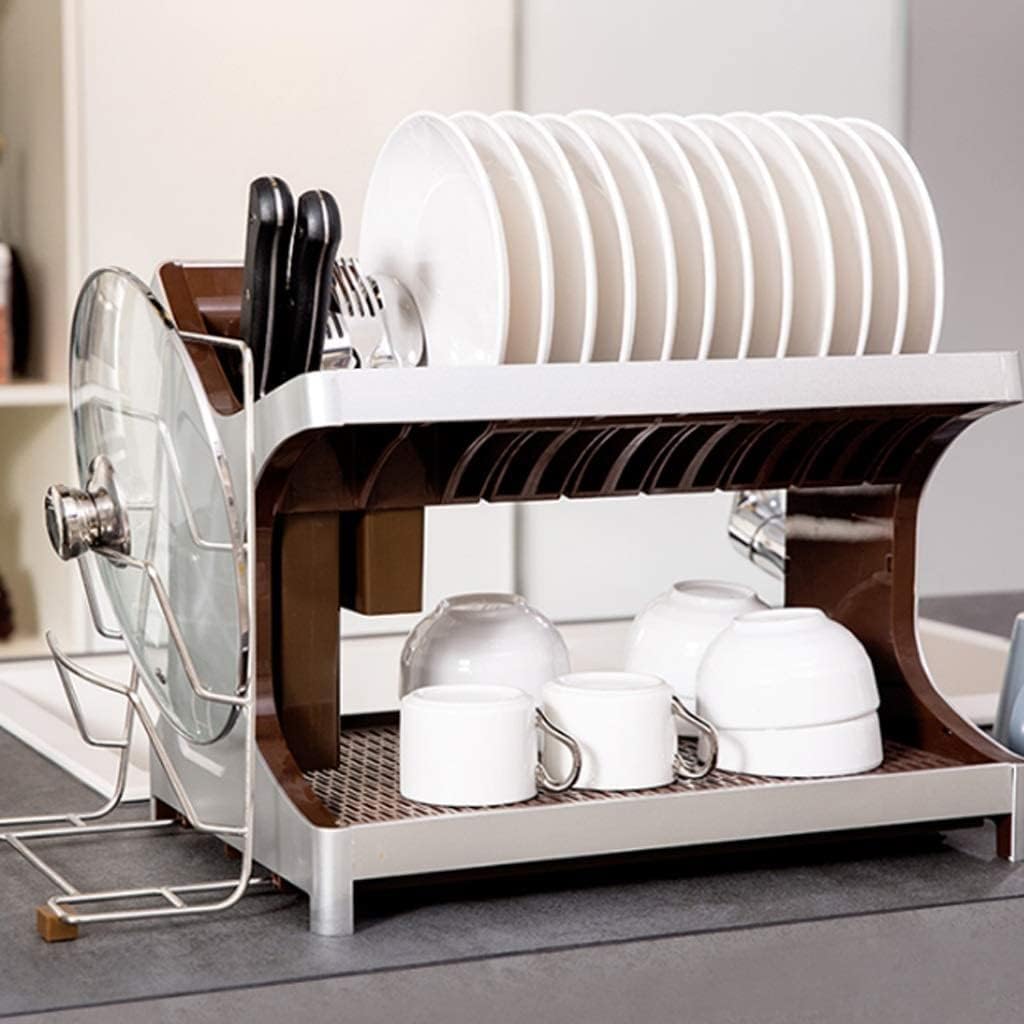 大容量 2段ディッシュラック、多機能カウンタートップ食器ホルダー